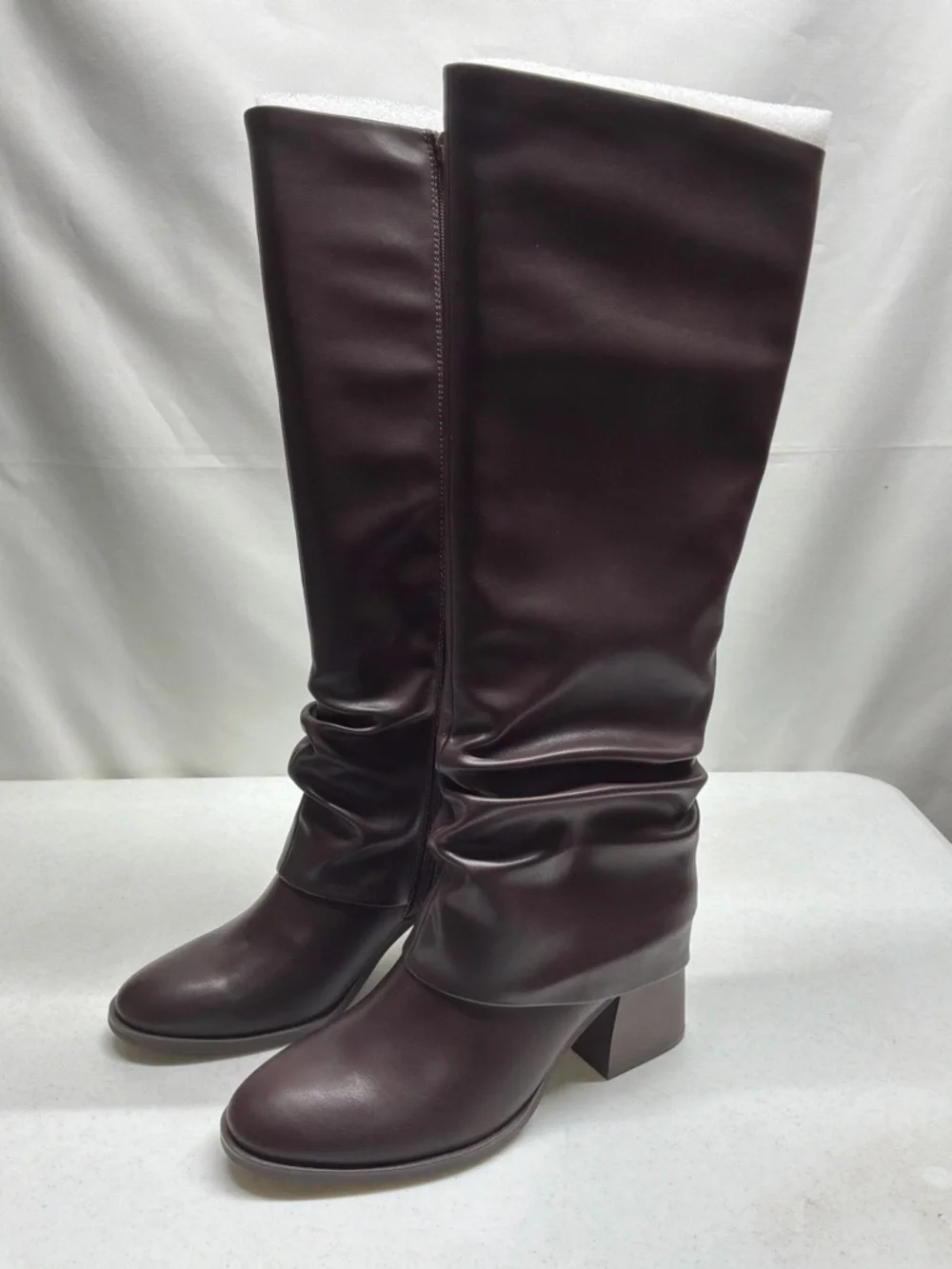 Baretraps Dia Women's Tall Brown Slouch Block Heel Boots Size 9M